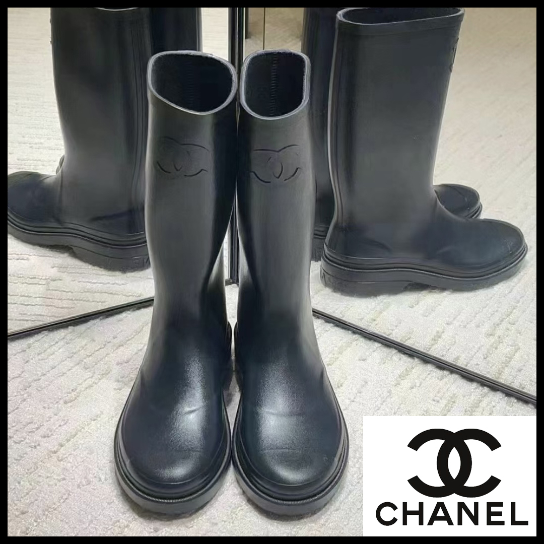 秋冬のブーツにもなる♪【CHANEL】レインブーツ ソーブラック