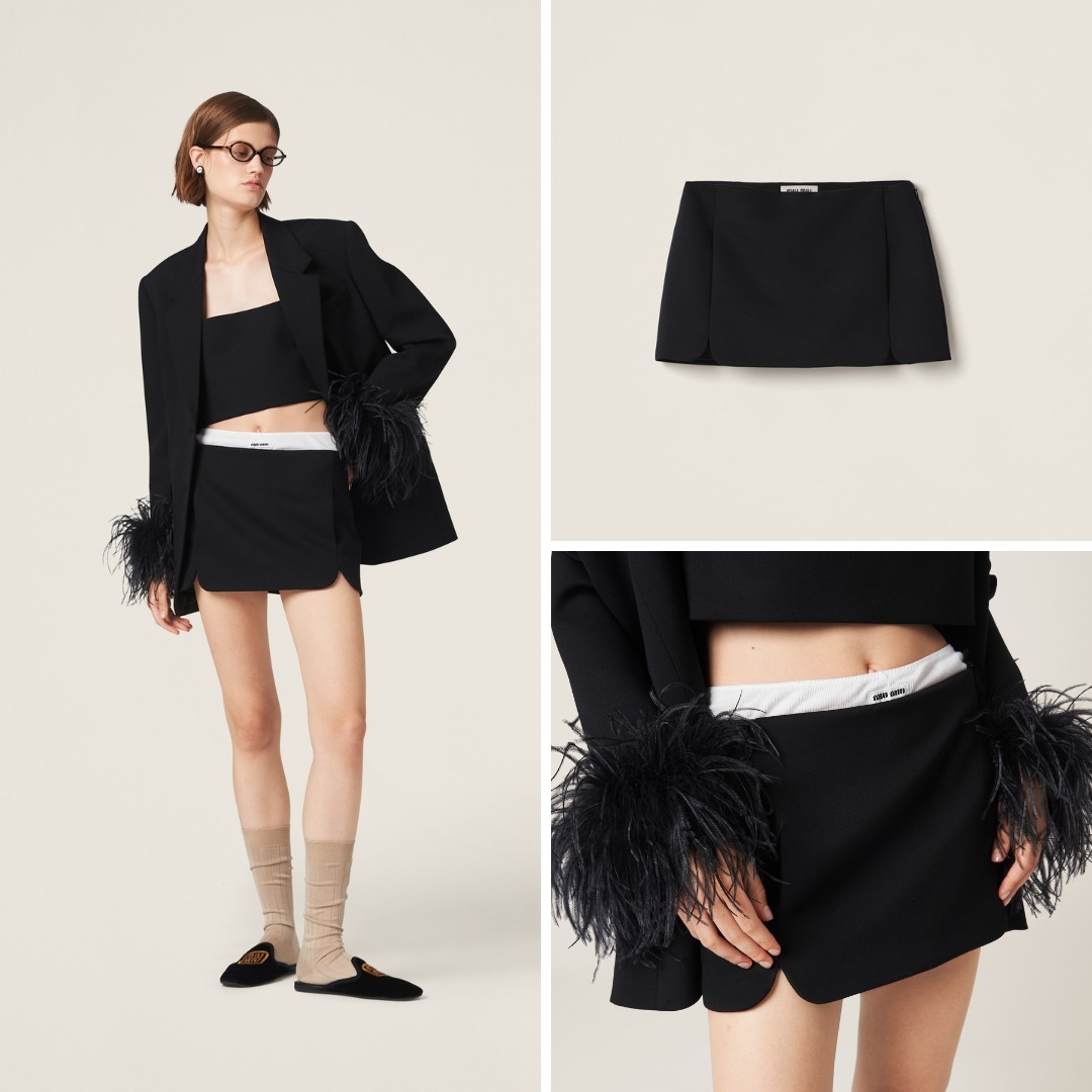 《送料無料》 MIU MIU Grain de poudre miniskirt