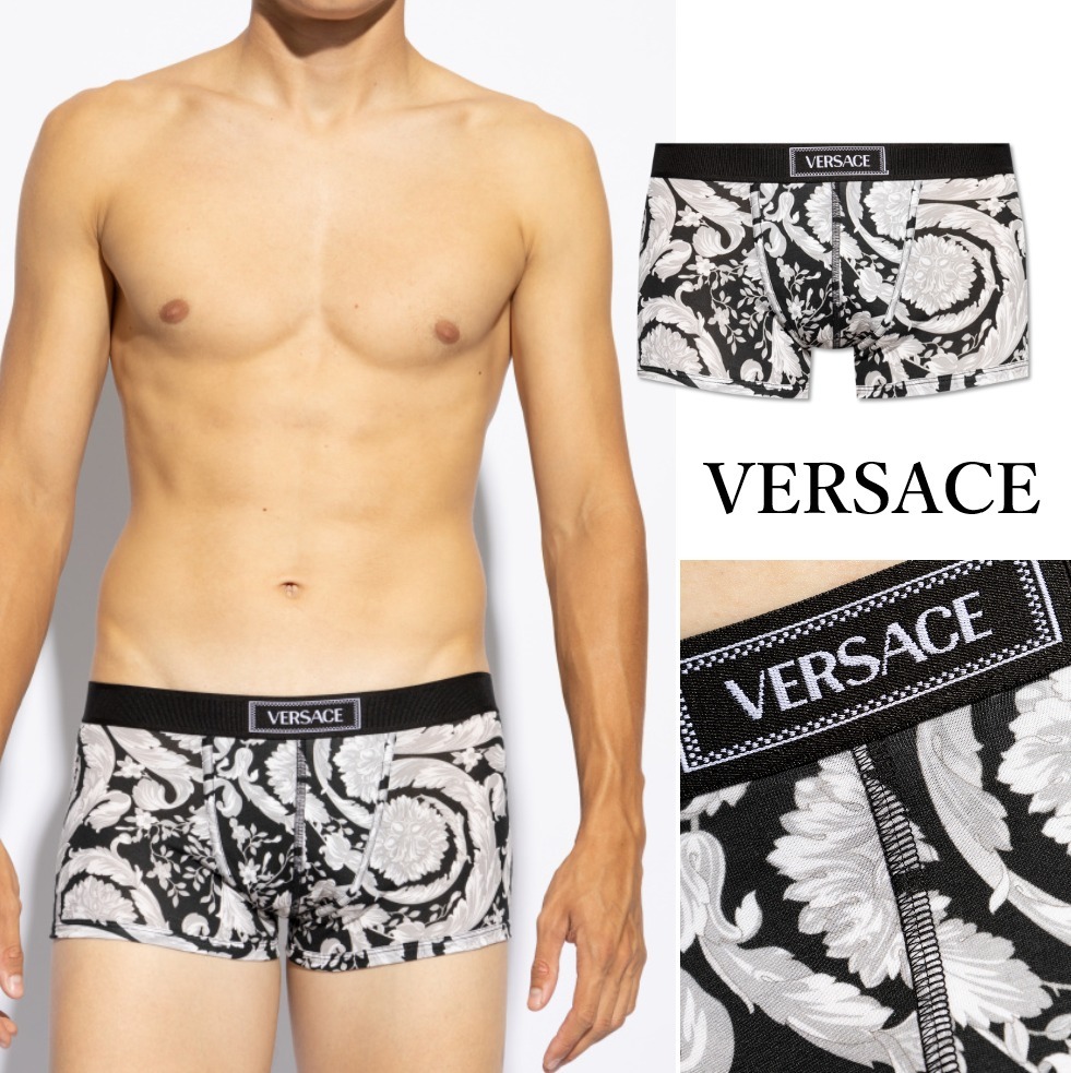関税込◆VERSACE バロック ロゴ プリント ボクサー ローライズ
