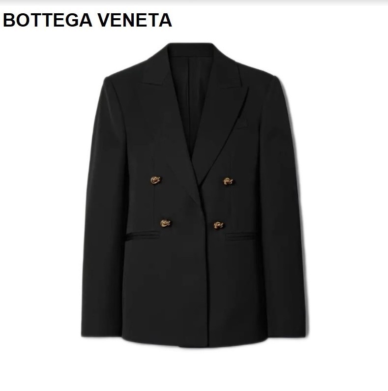 【BOTTEGA VENETA】飾付き ダブルブレスト ウールツイルブレザー