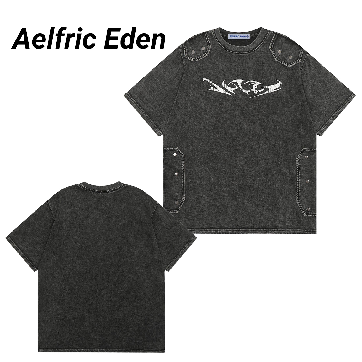 ◆Aelfric Eden◆Rivet Washed 半袖Tシャツ Black 送料込