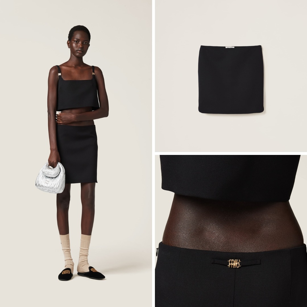 《送料無料》 MIU MIU Grain de poudre skirt