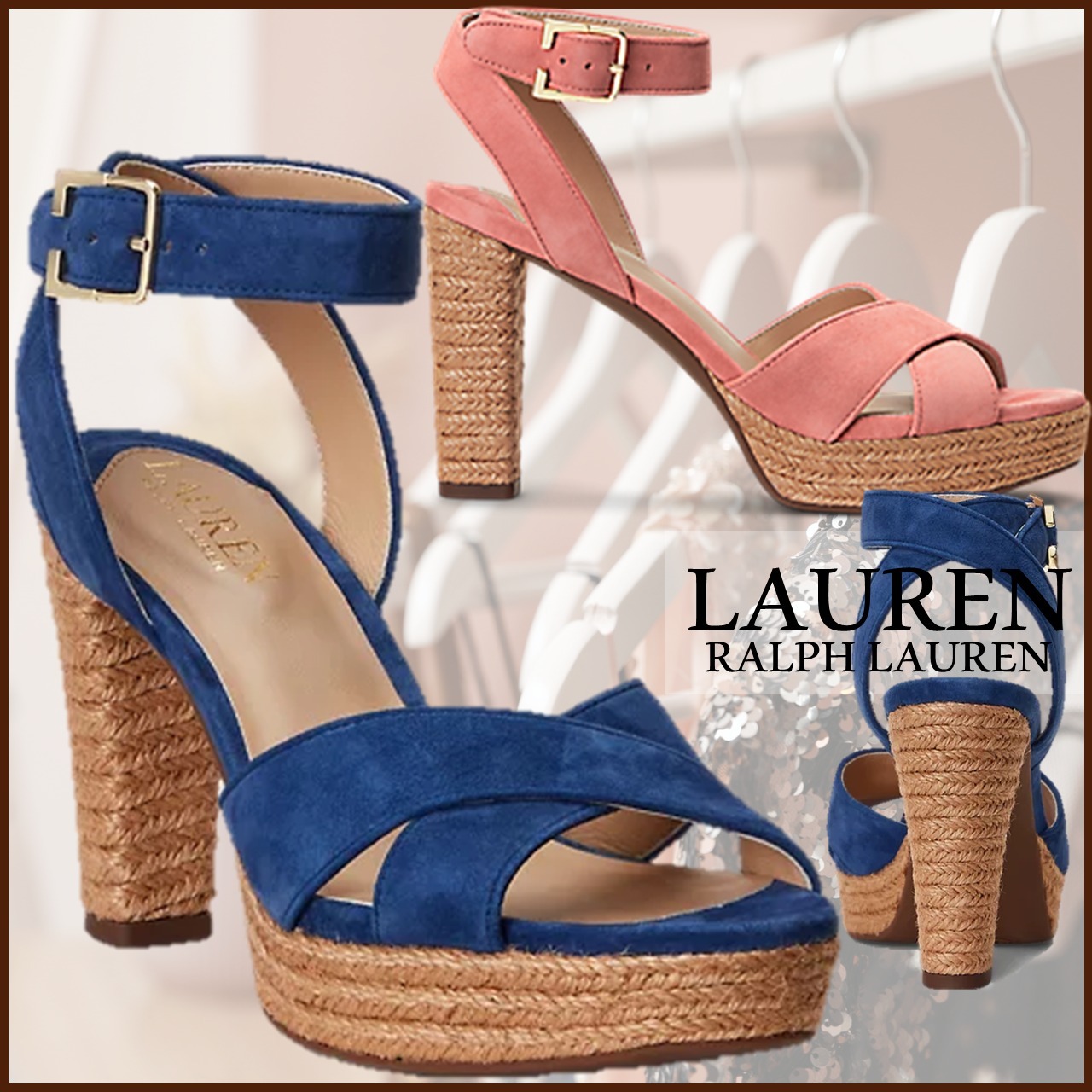人気【Ralph Lauren】サシャ スエード プラットフォームサンダル