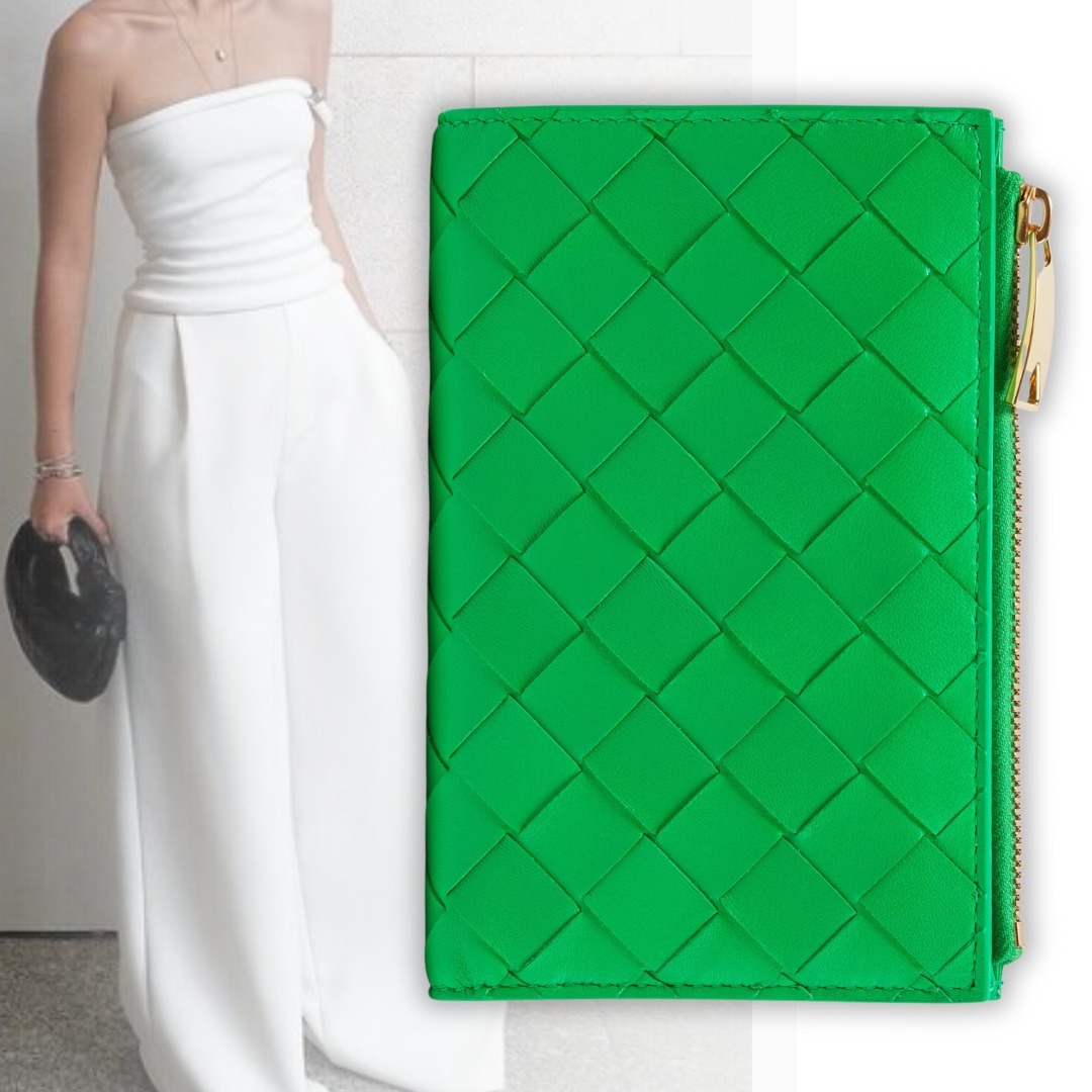 【BOTTEGA VENETA】新作 ウォレット 二つ折り Intreccia Green