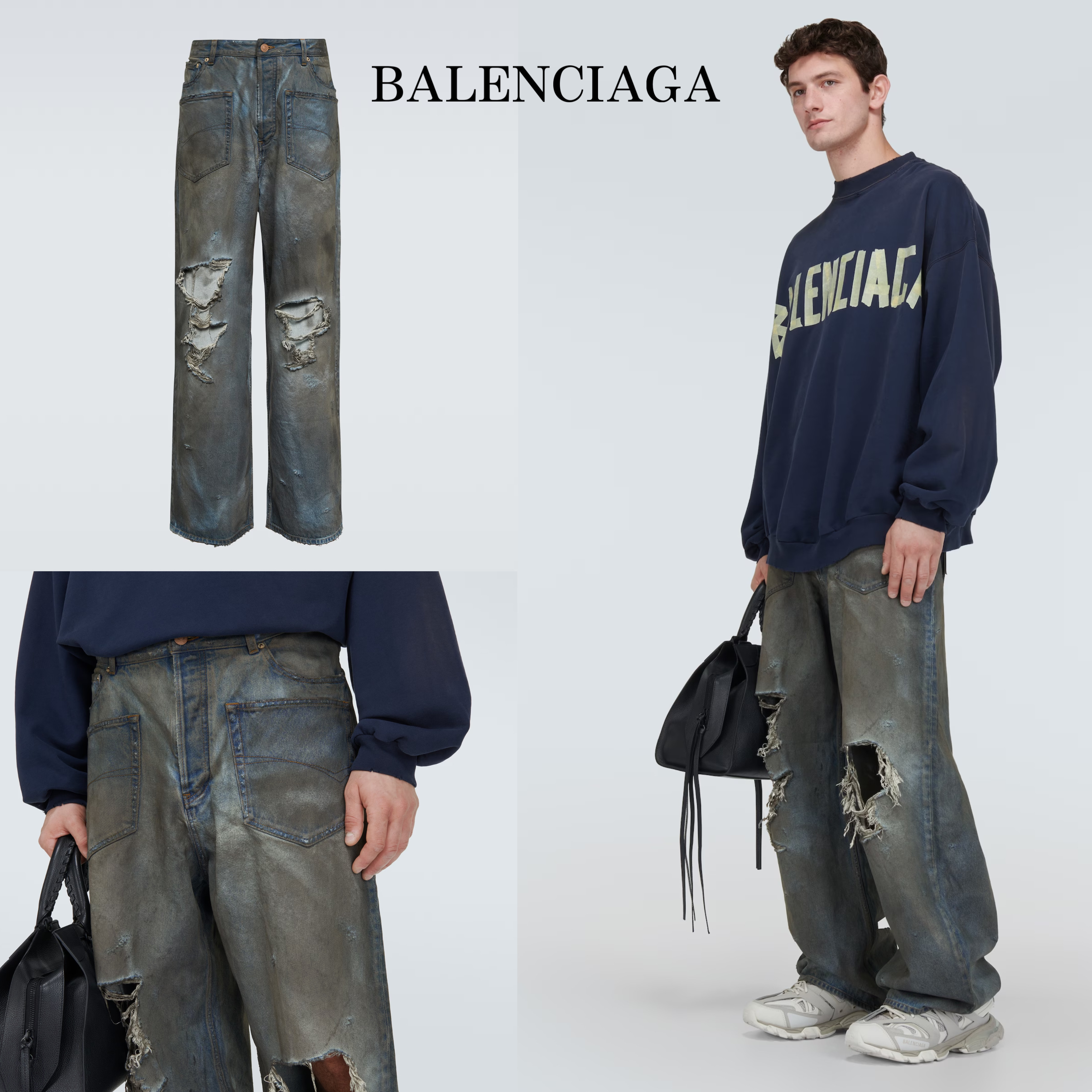 新作*BALENCIAGA* ディストレストジーンズ デニム