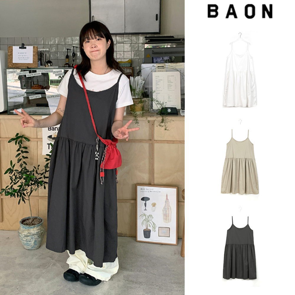 【BAON】Hisaki Cotton Sleeveless Layered Long One Piece