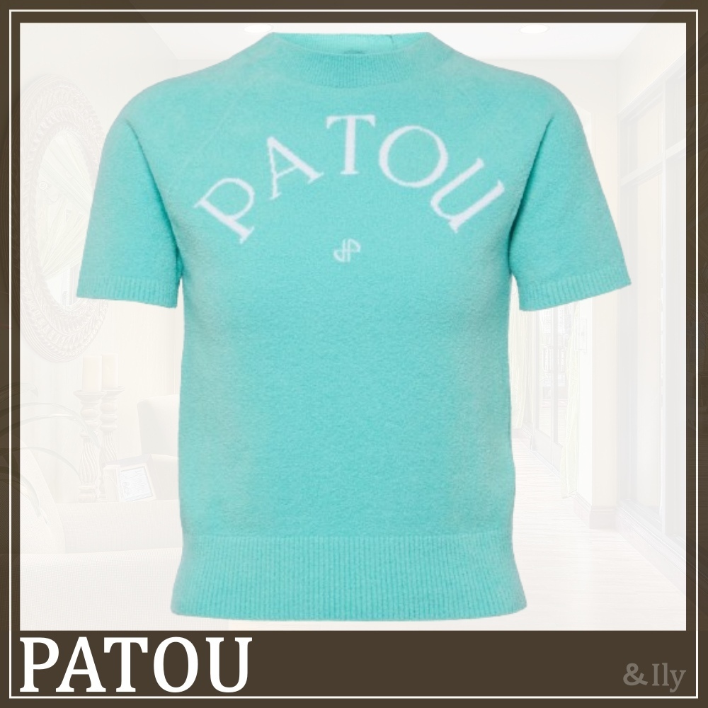 【送関込】Patou☆ロゴ ニット コットンブレンド Tシャツ