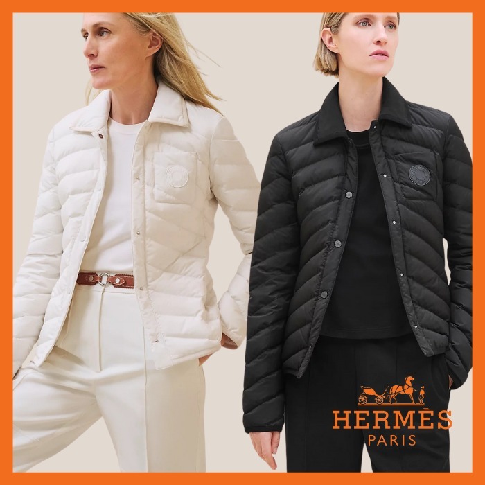持ち運びもにも便利！【HERMES】キルティングブルゾン