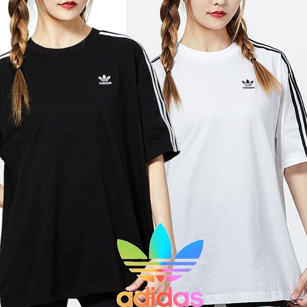 【adidas】スリーストライプス オーバーサイズ Tシャツ★男女OK