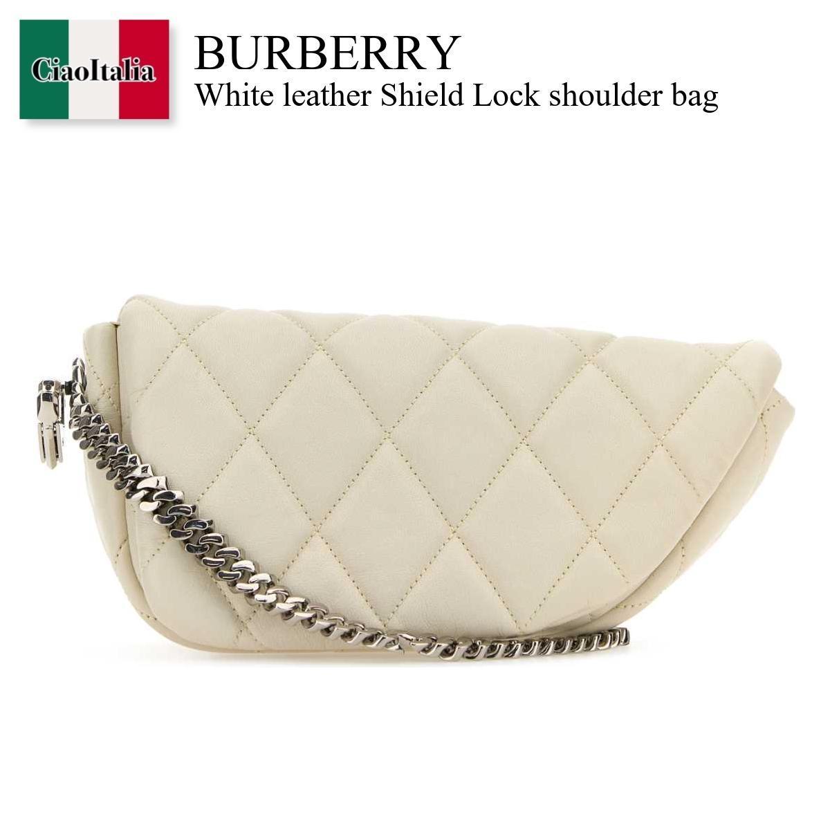 ショルダーバッグ・ポシェット Burberry White Leather Shield Lock Shoulder Bag