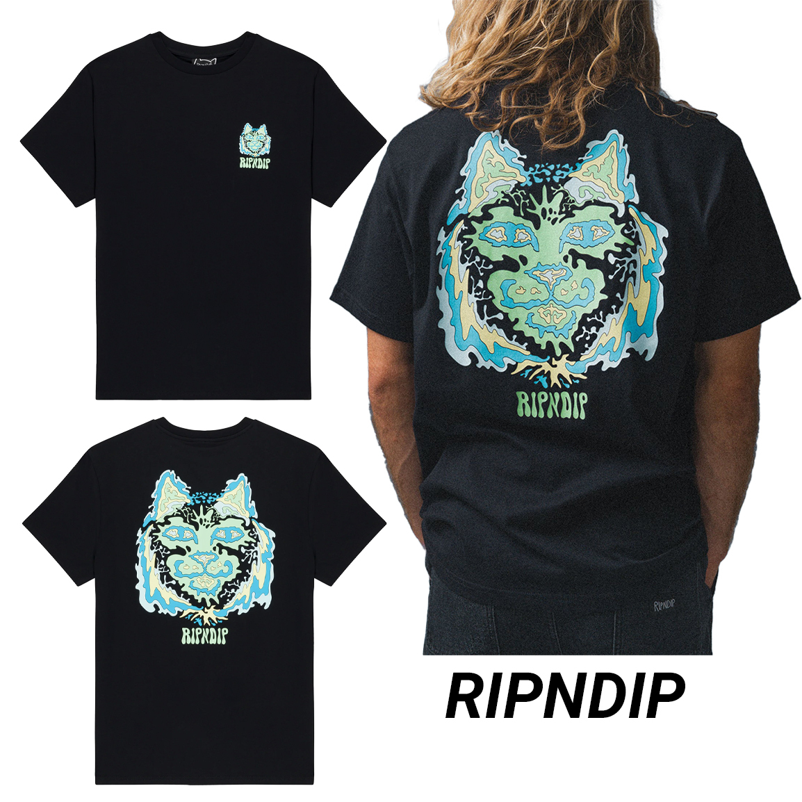 ◆RIPNDIP◆NERM WAVE Black 半袖Tシャツ 送料込
