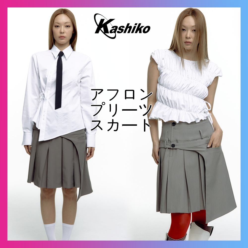 【Kashiko】アフロン プリーツ スカート pleats Skirt 2色