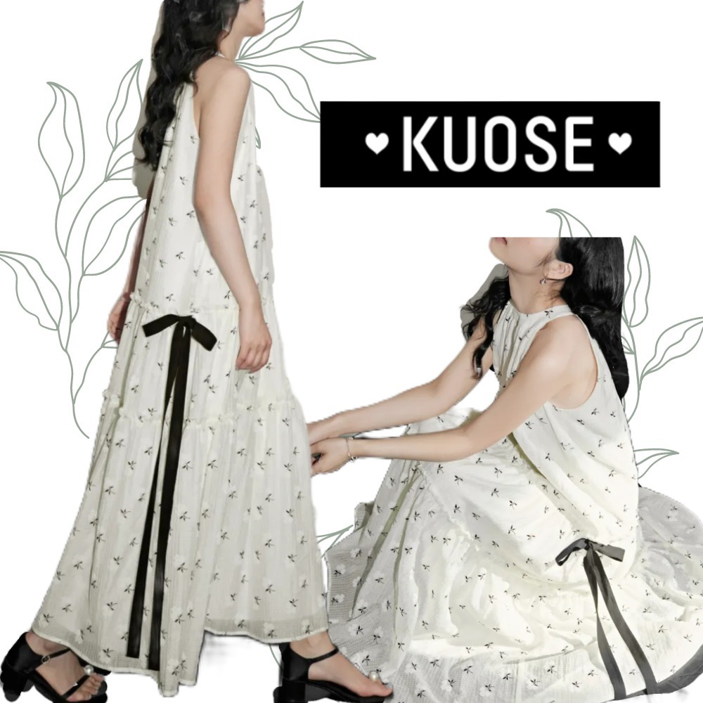 直営品【KUOSE】韓国ブランド ホルターネックドレス