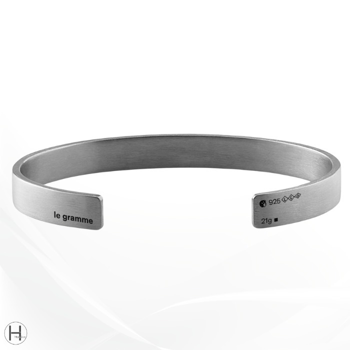 le gramme 21g ブラックシルバー・リボンブレスレット