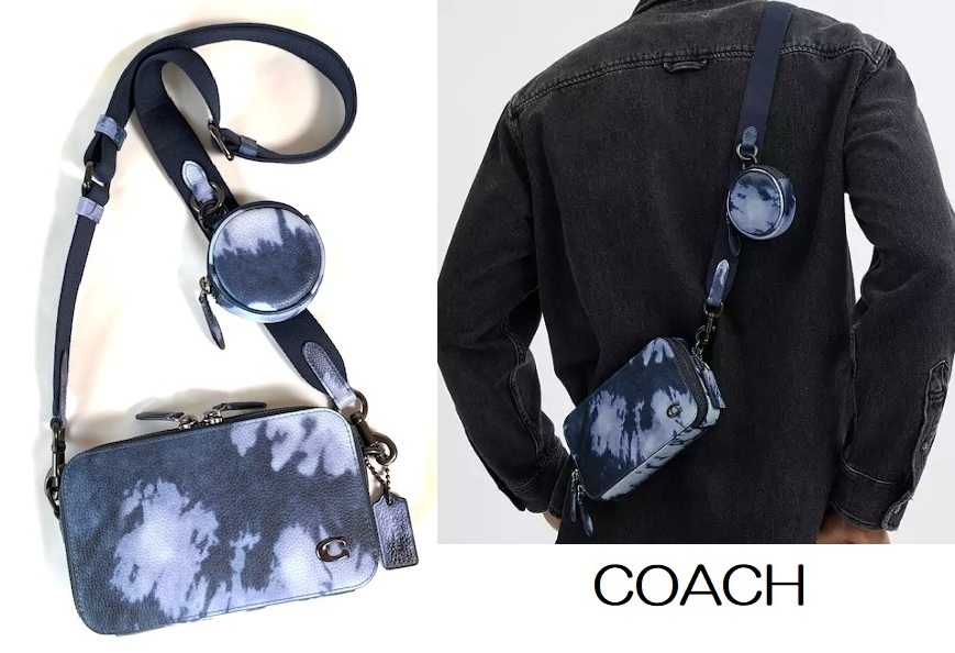 安心国内発送 COACH タイダイ プリント スリム クロスボディ