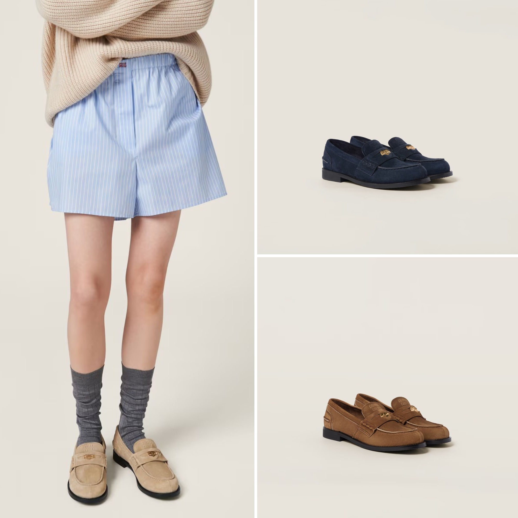 《送料無料》 MIU MIU Faded suede loafers