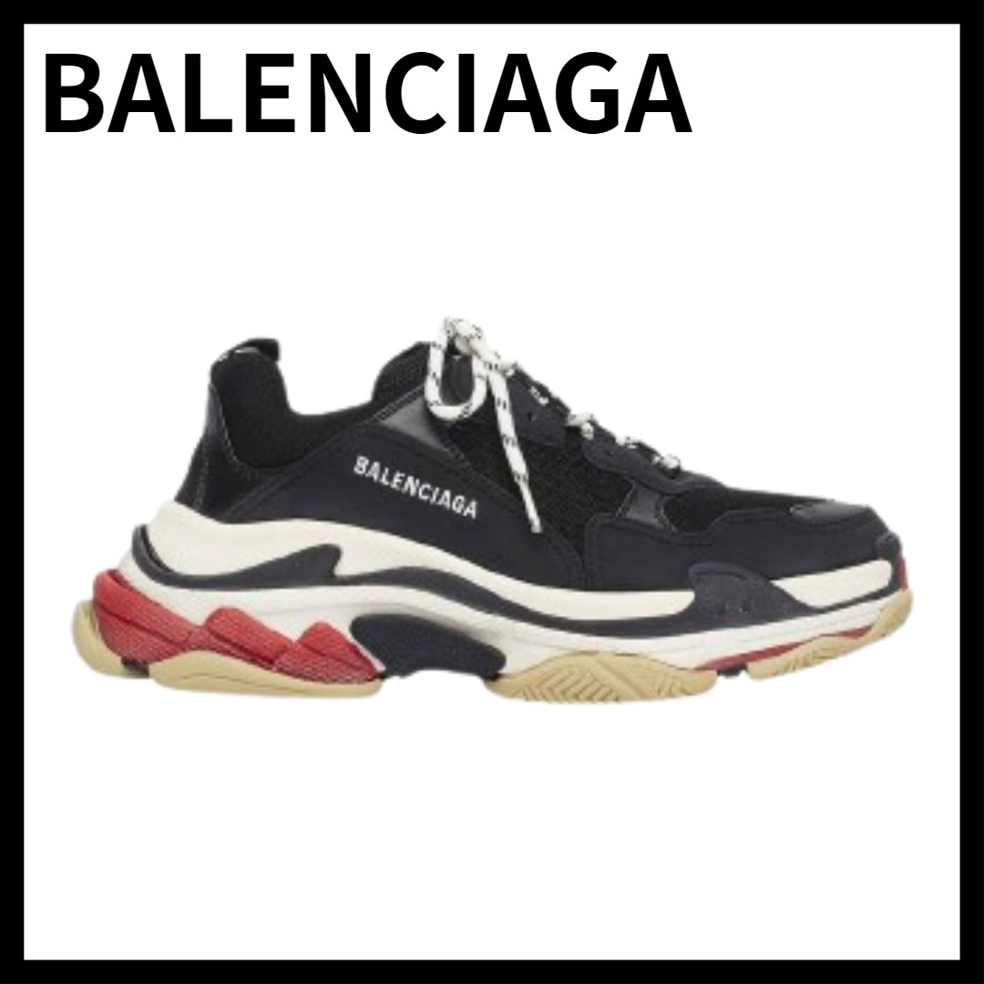 BALENCIAGA ダブルフォームブラックメッシュトリプルSスニーカー