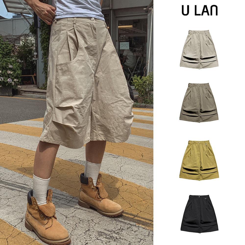 【U LAN】Fresh Pintuck Bermuda Pants