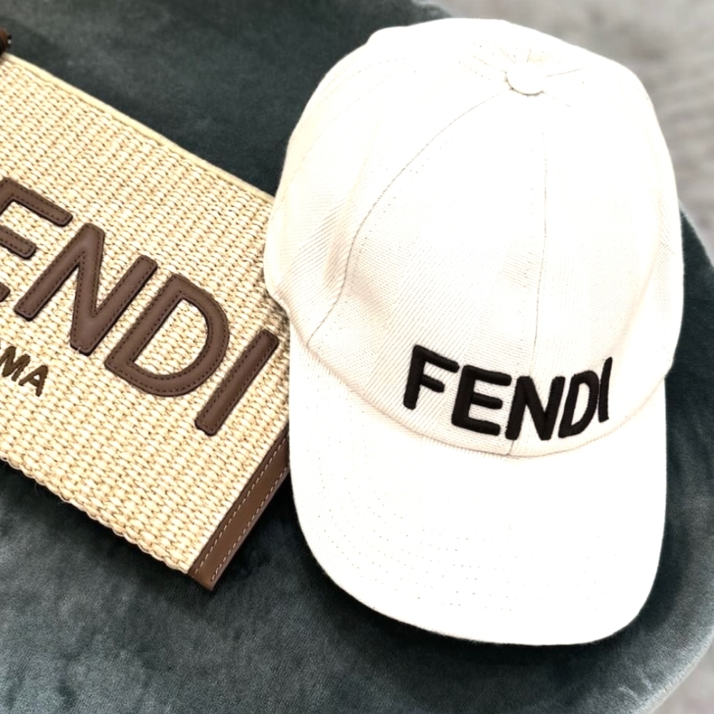 24SS【FENDI】ハット ベージュ ペカン キャンバス キャップ ロゴ