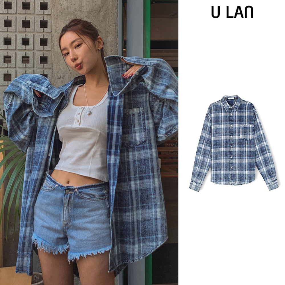 【U LAN】Mori Washed Checkered Shirt