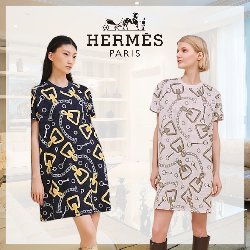 【人気】HERMES 《カレイドスコープ・エフェクト》マキシドレス