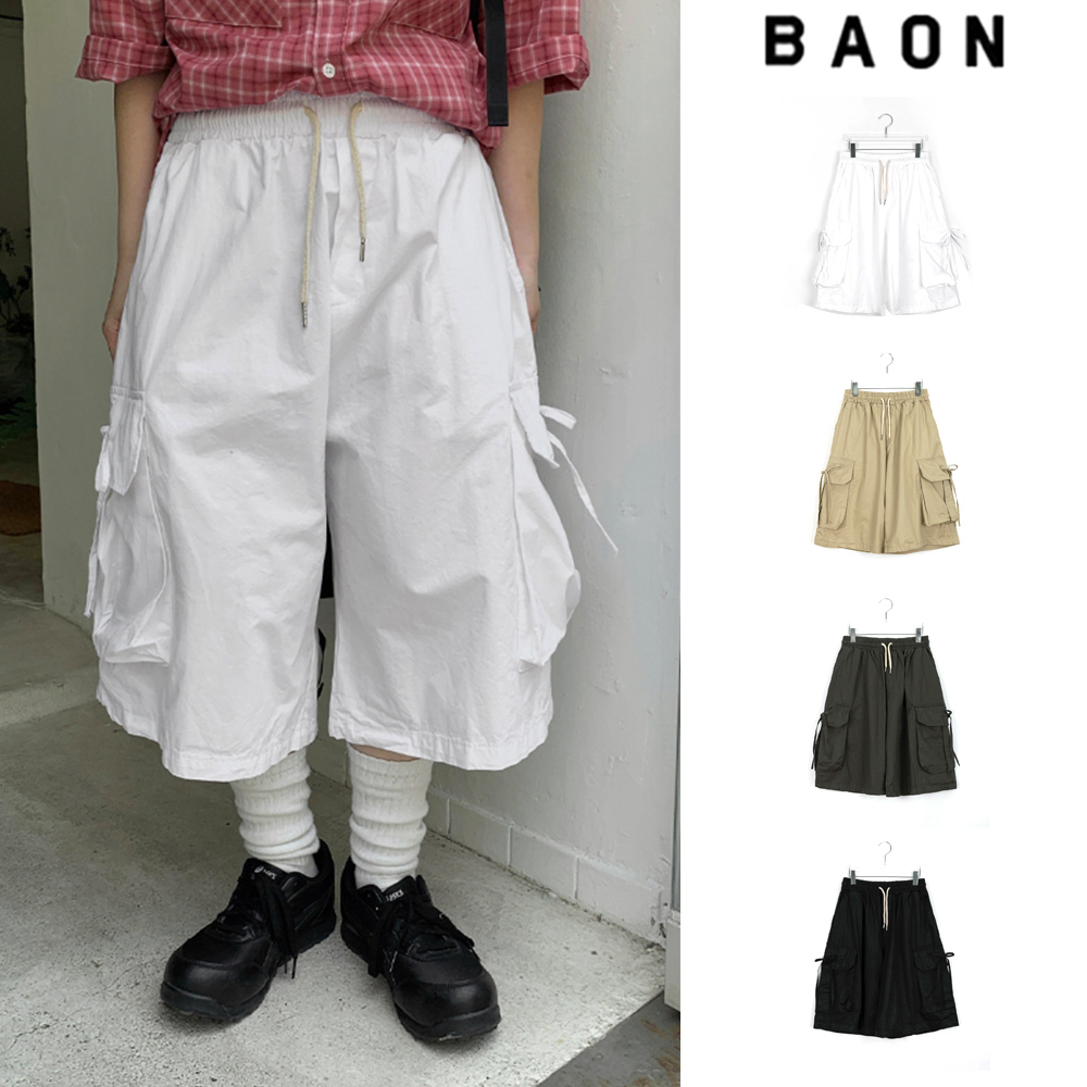 【BAON】[unisex] Koyama Banding Strap Bermuda Cargo Pants