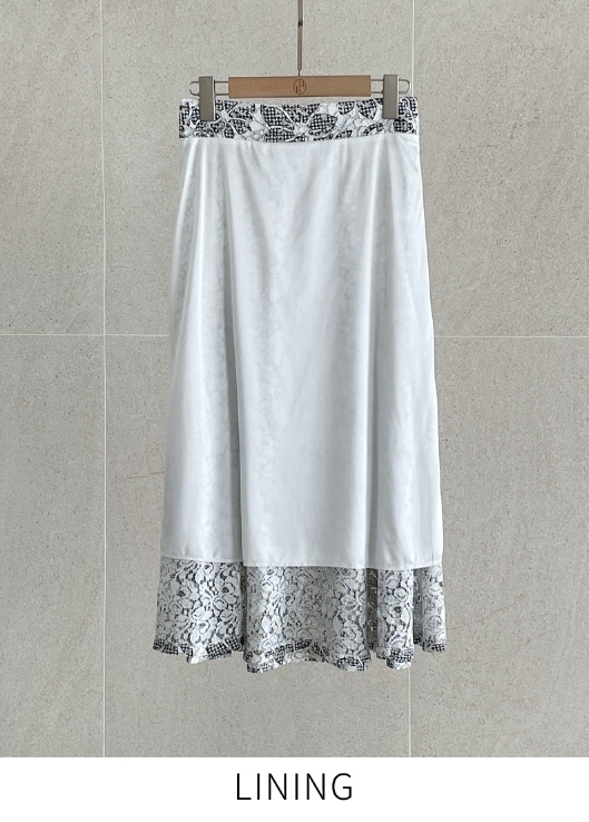 【I AM MARI】Roche Flower Banding Skirt I AM MARI】Rochend Check Flower Banding Skirt (I AM MARI