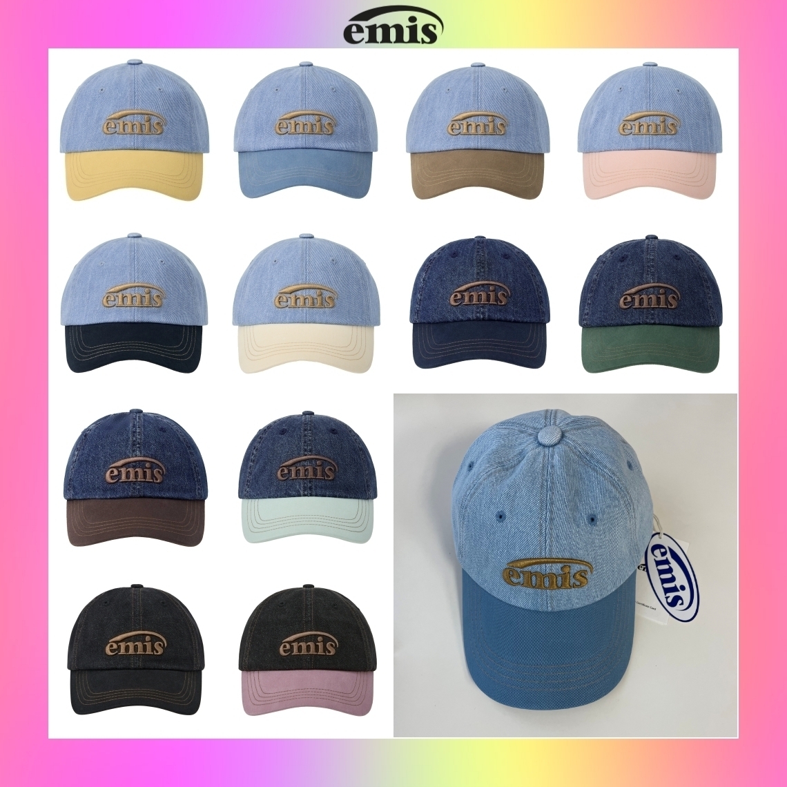【emis】韓国人気新作★WASHED DENIM BALL CAP
