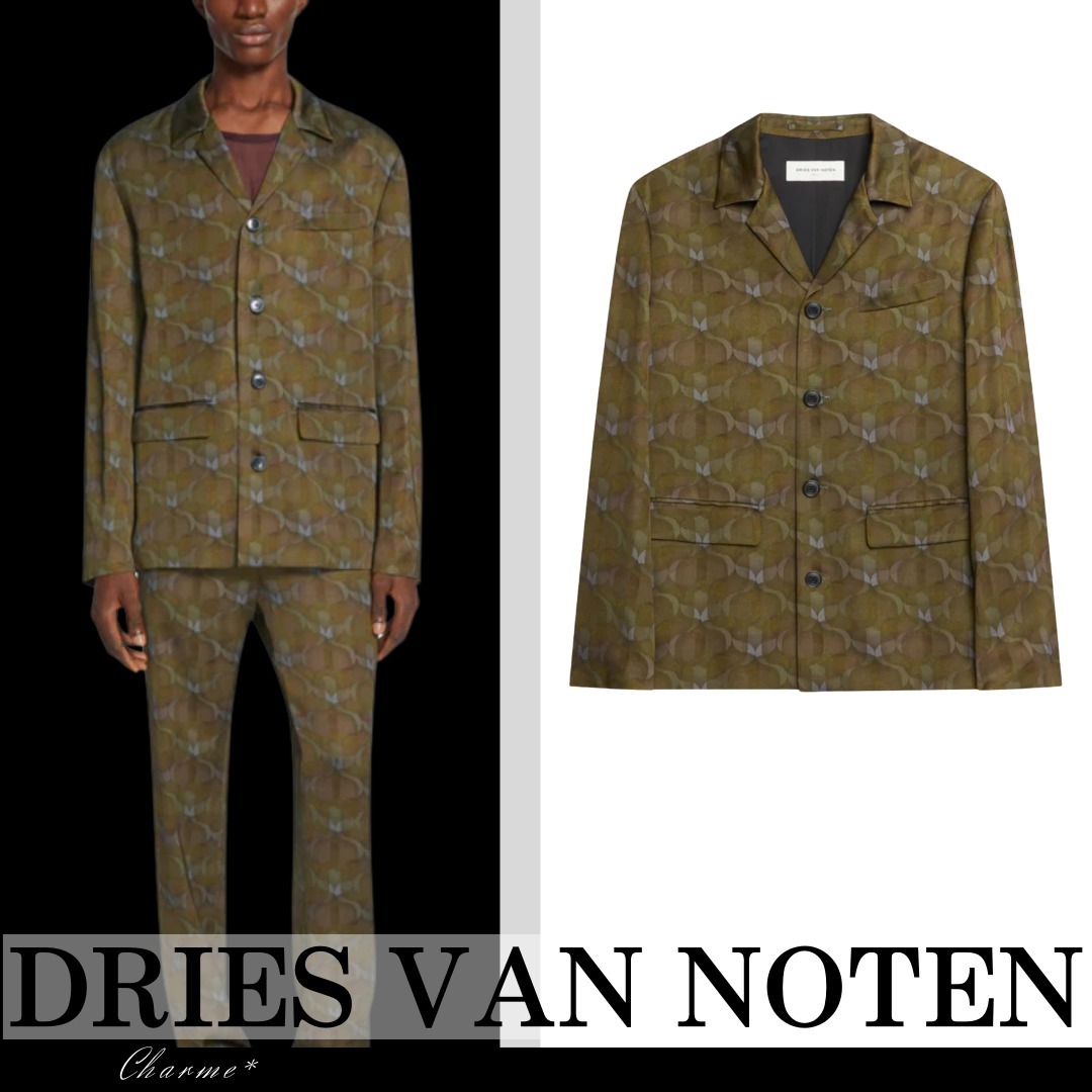 Dries Van Noten】ジャケット サテン ボタン カーキ ブレザー