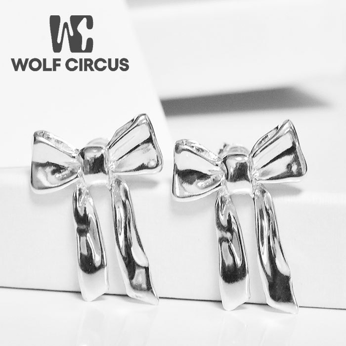 ≪WOLF CIRCUS≫ リボンスタッズ ピアス シルバー SV925