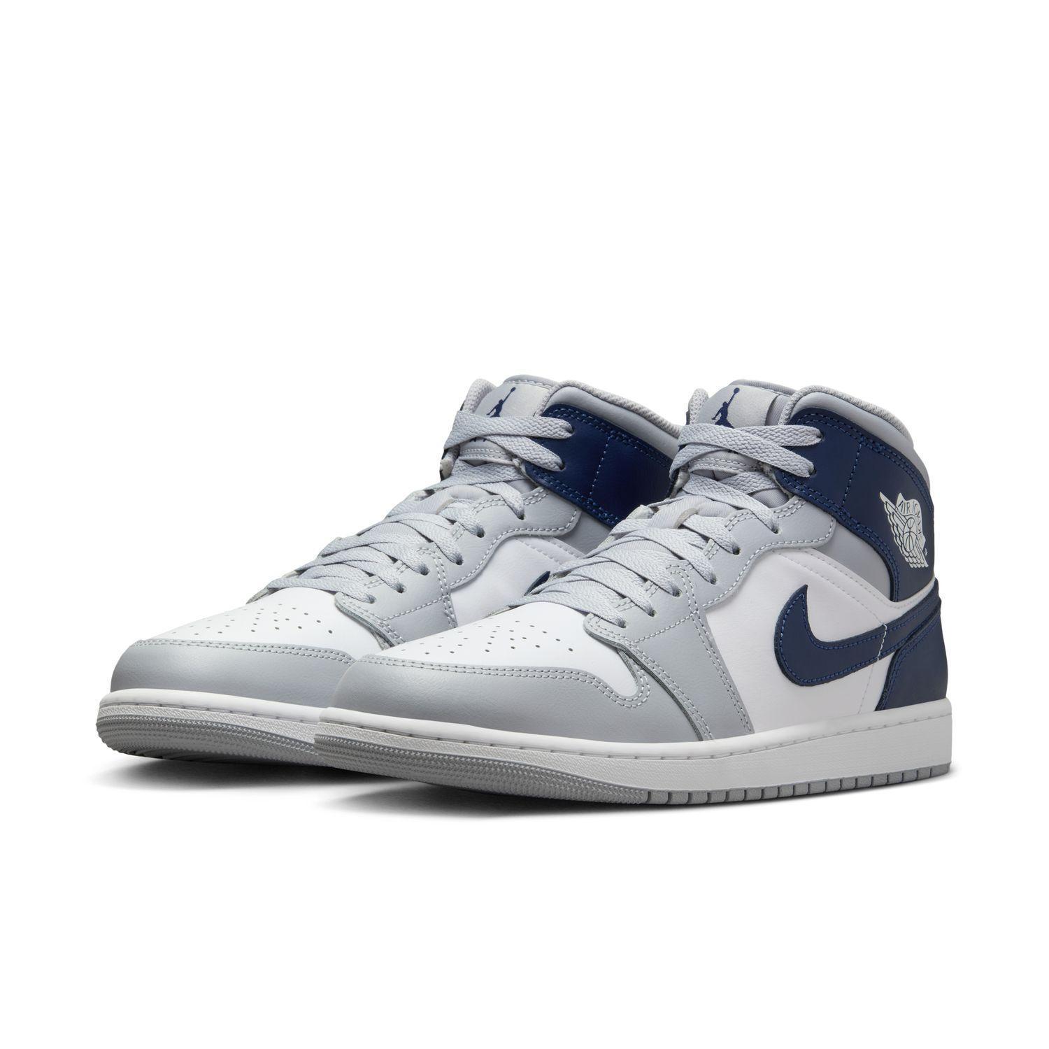 国内配送 NIKE AIR JORDAN 1 MID WHITE/MIDNIGHT NAVY-WOLF GREY