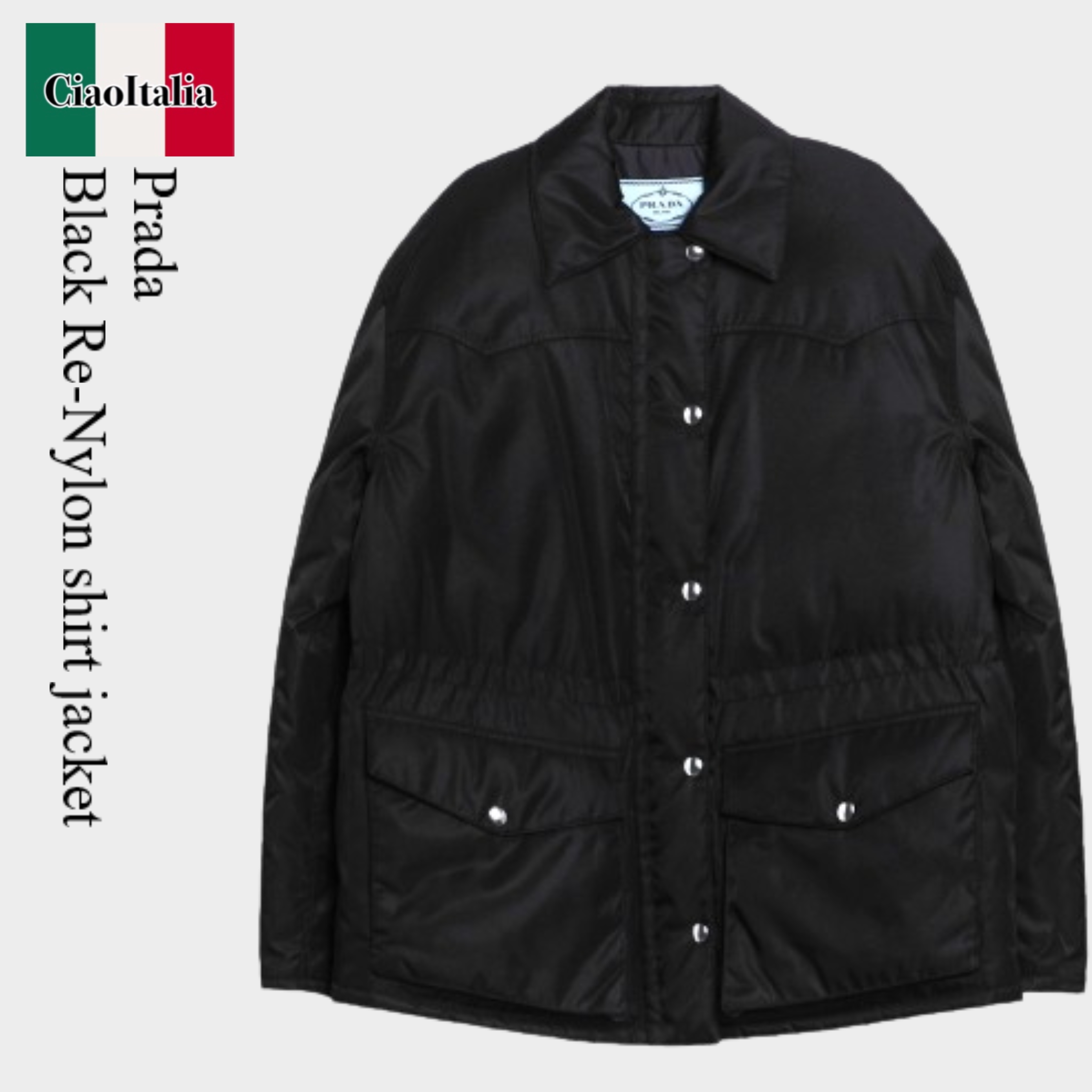 ジャケット Prada Black Re-Nylon shirt jacket