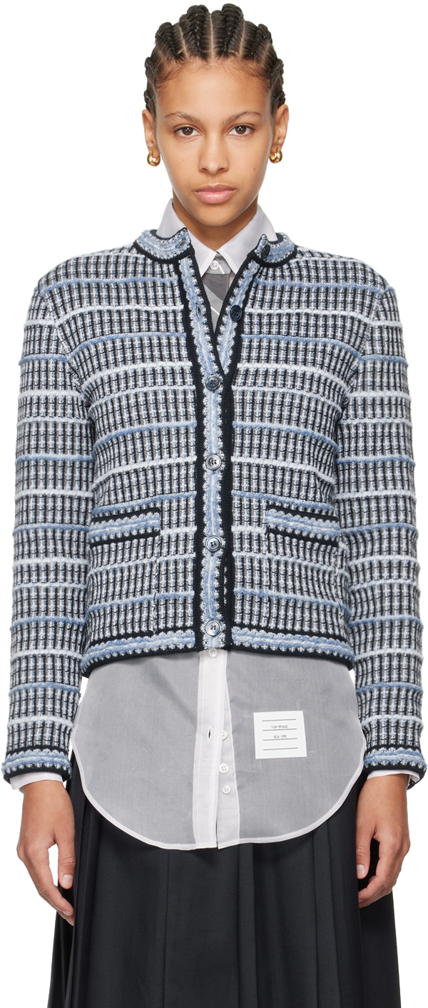 【関税込み】Thom Browne ブルー クルーネック カーディガン