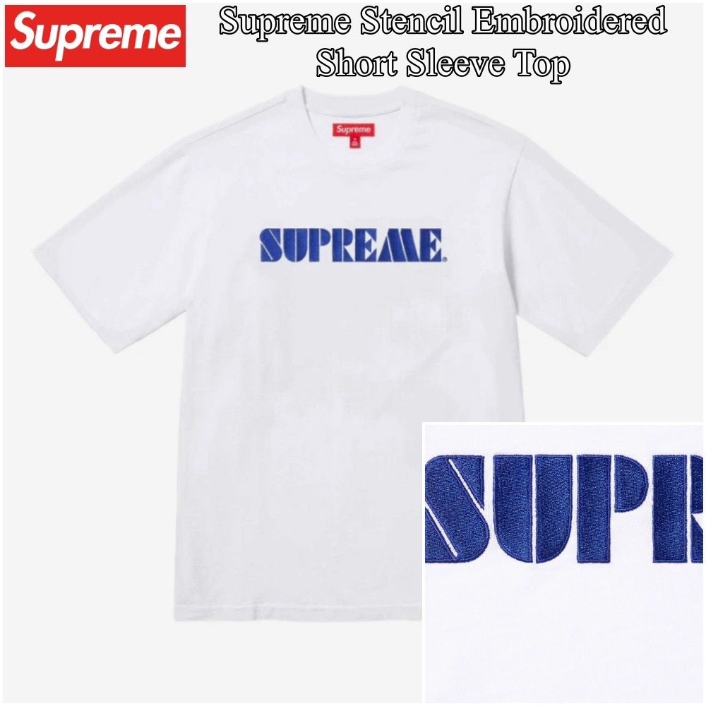 【Supreme】Stencil Embroidered S/S Top★White★24SS★