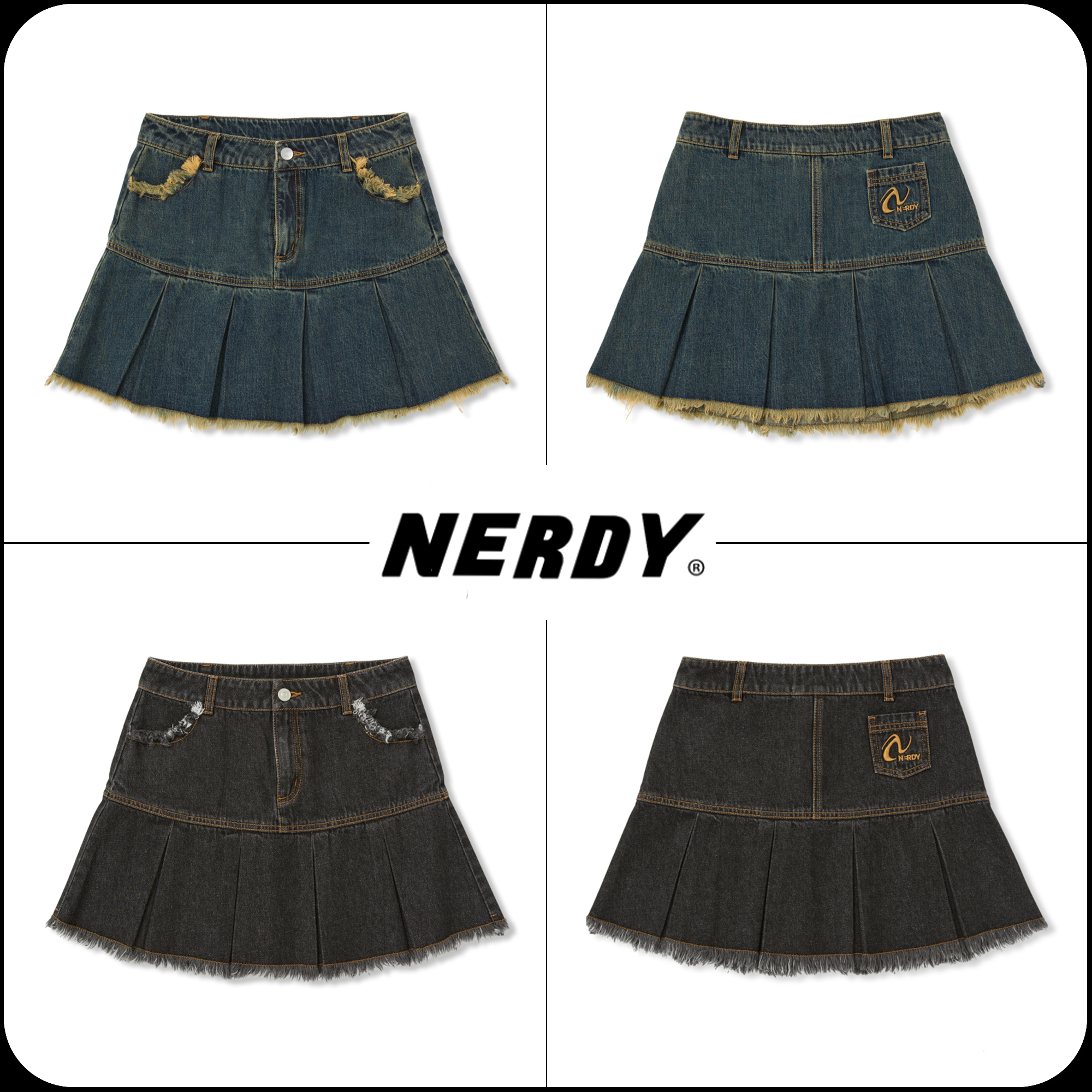 [ NERDY ]★韓国人気★DENIM PLEATED SKIRT