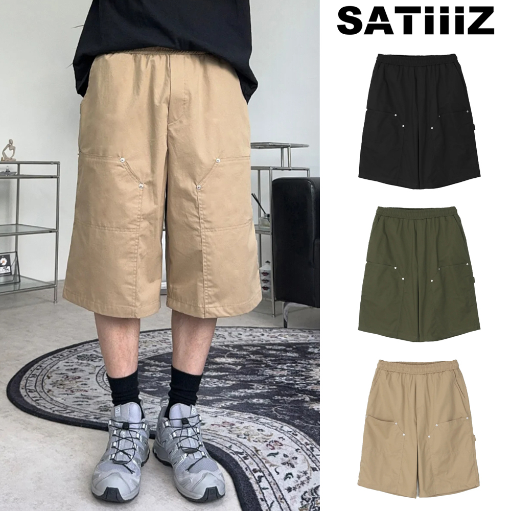 【SATIIIZ】Dea Cotton Carpenter Bermuda Pants