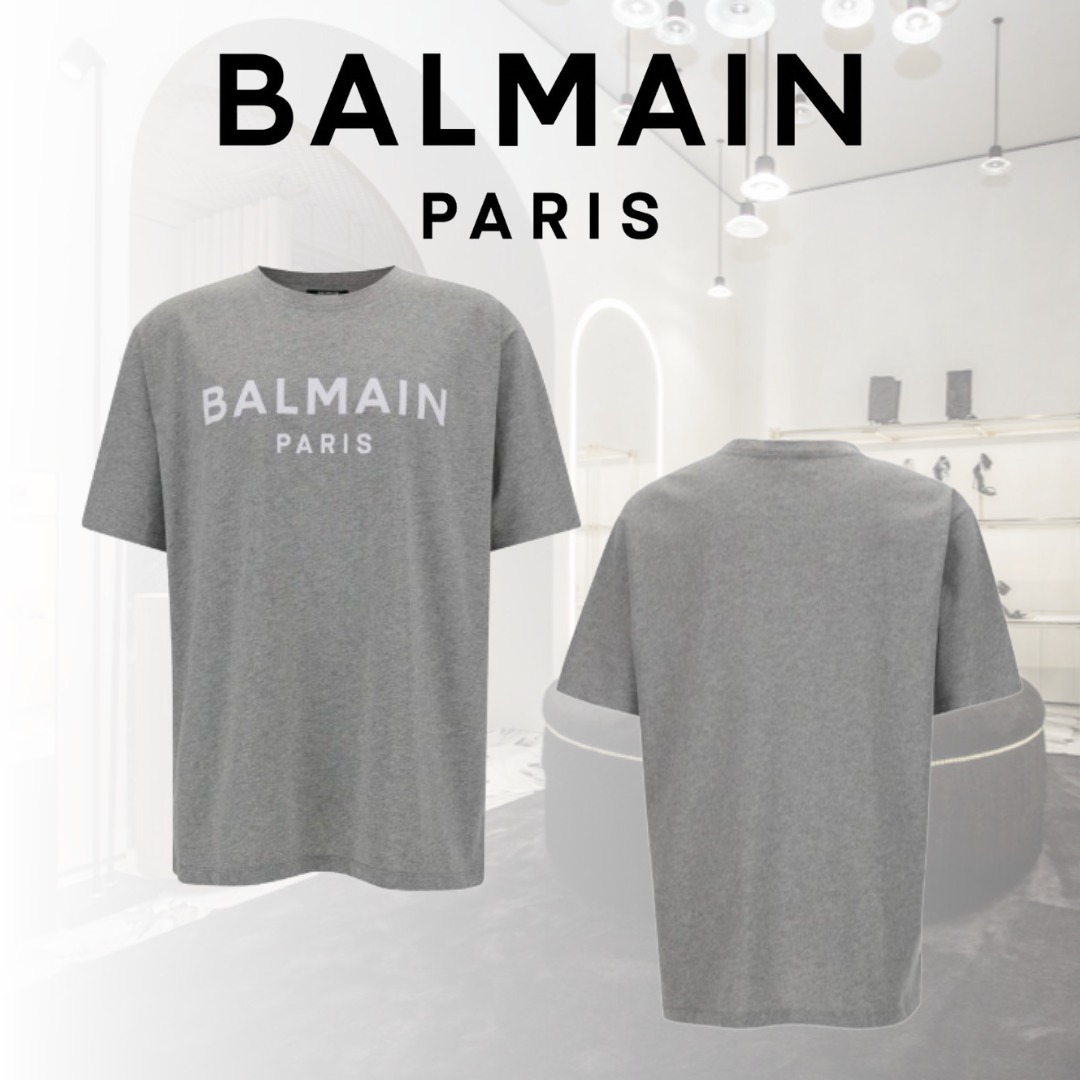 【BALMAIN】ロゴ プリント クルーネック Tシャツ