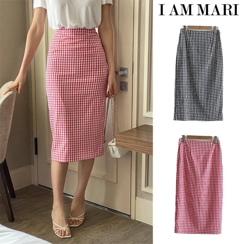 【I AM MARI】Chendirin Check H-Line Skirt