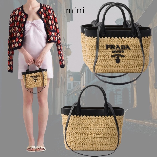 【PRADA】かぎ針編み レザー ミニトート