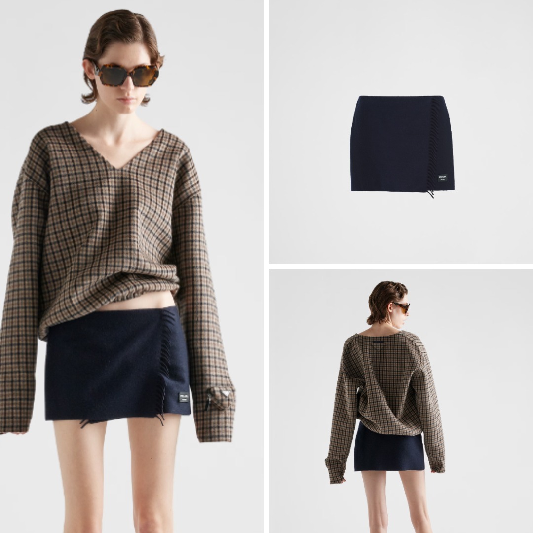 《送料無料》 PRADA Cashmere miniskirt