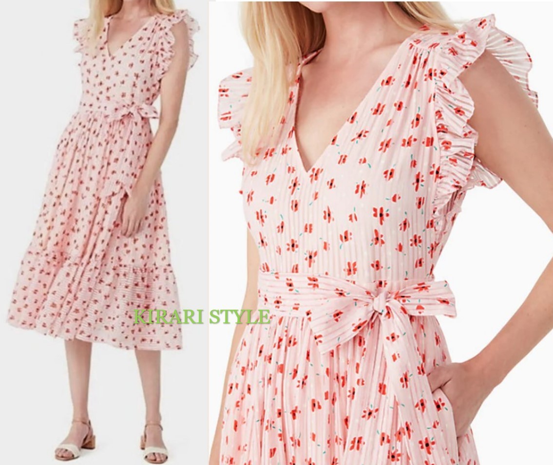 kate spade Whimsy フローラル ラッフル ベルト ミッド ワンピ