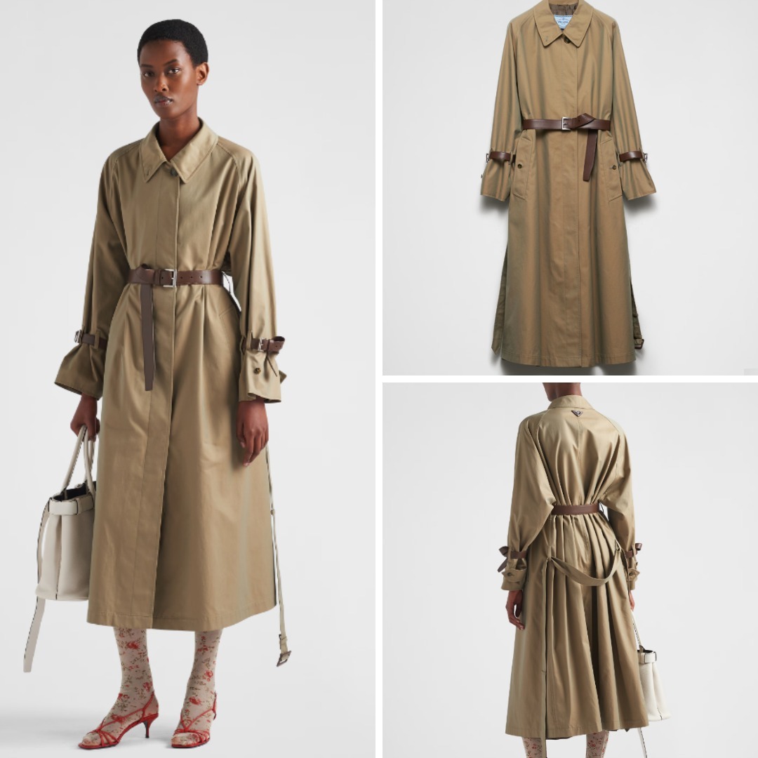 《送料無料》 PRADA Single-breasted cotton twill trench coat