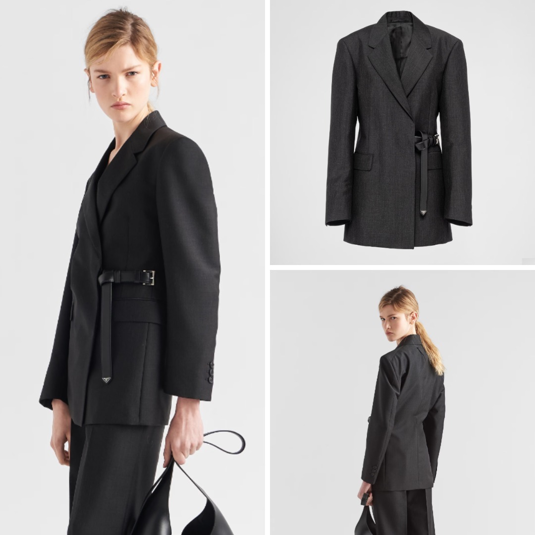 《送料無料》 PRADA Double-breasted kid mohair jacket