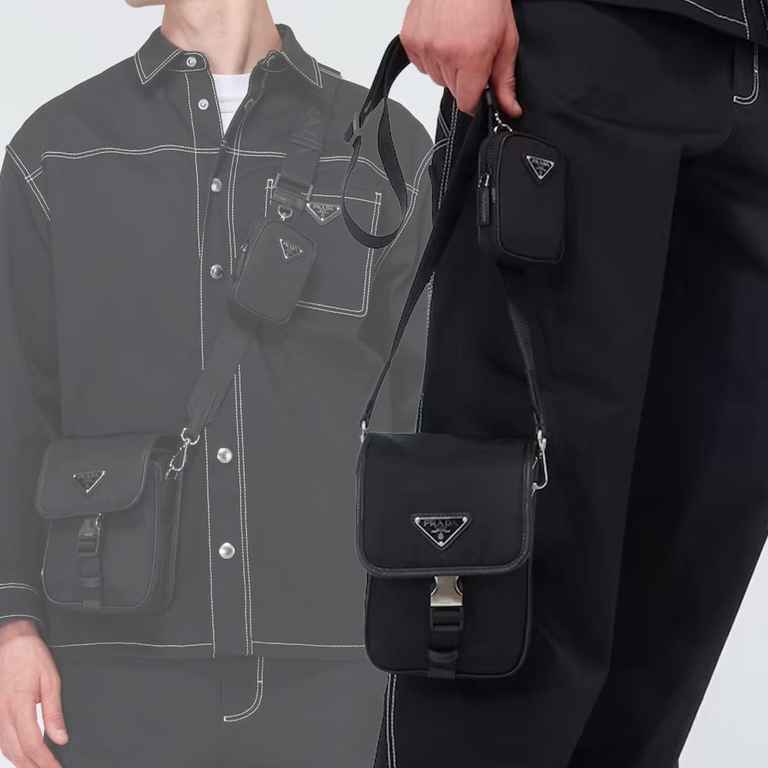 【PRADA】ナイロン レザー ショルダーバッグ ポーチ ロゴ 送料込