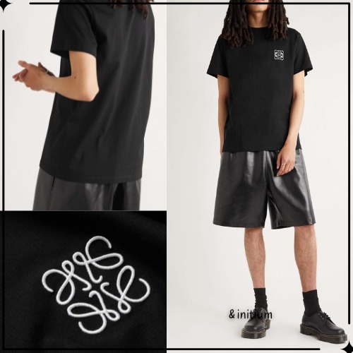 【ロエベ】ロゴ刺繍入り コットンジャージー Tシャツ
