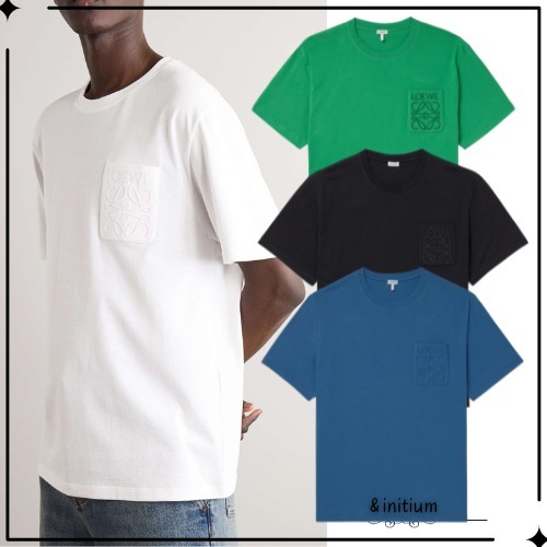 【ロエベ】アナグラム ロゴ刺繍入り コットンTシャツ