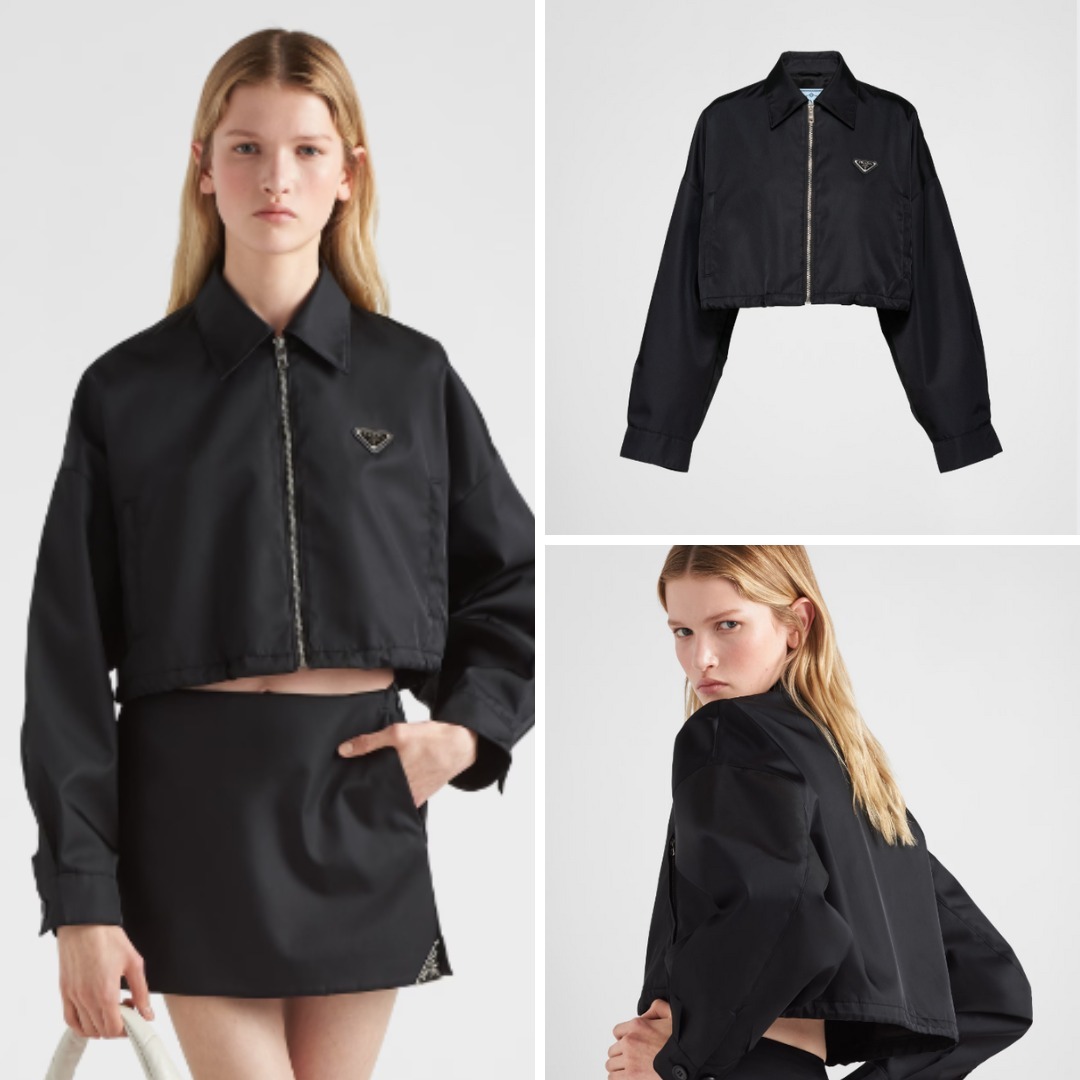 《送料無料》 PRADA Re-Nylon cropped blouson jacket