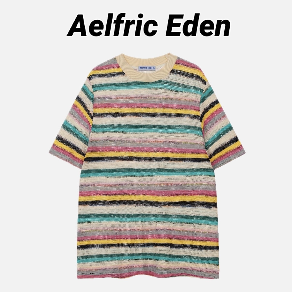 ◆Aelfric Eden◆カットアウト ストライプ ニットTシャツ 送料込