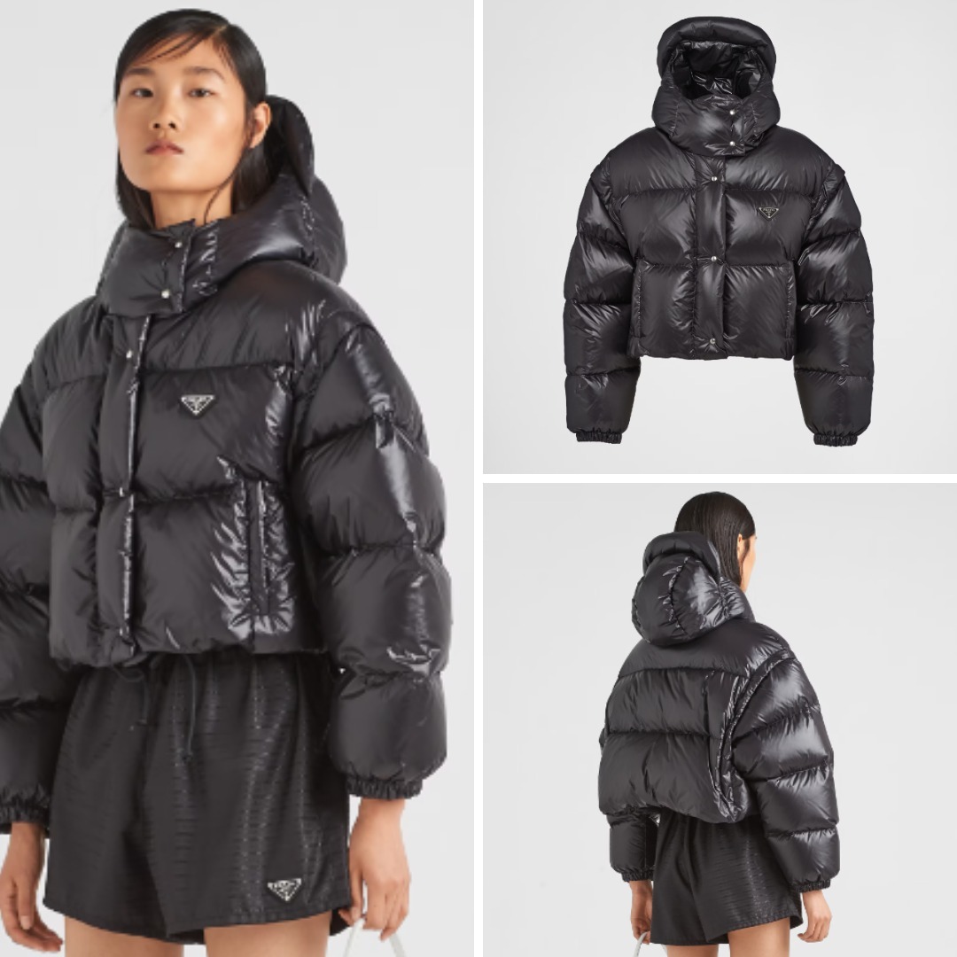 《送料無料》 PRADA Re-Nylon convertible cropped down jacket