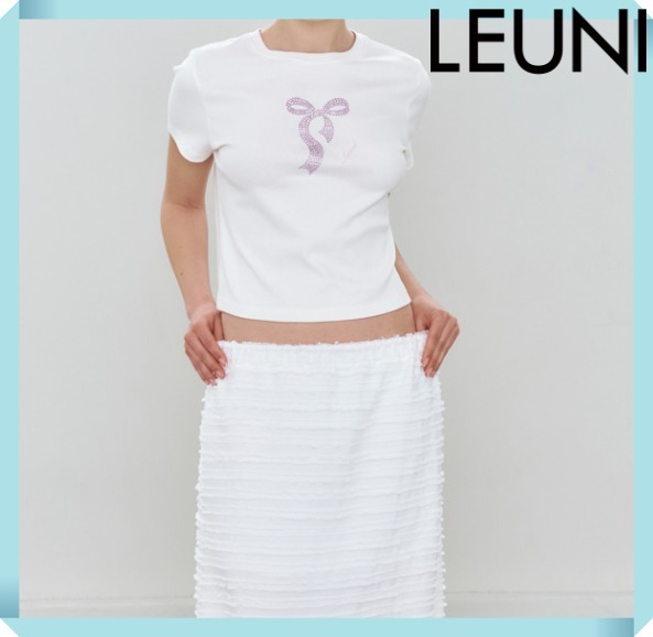 [LEUNUI] Ribbon Crystal Motive Top ★韓國